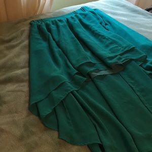Teal high low skirt